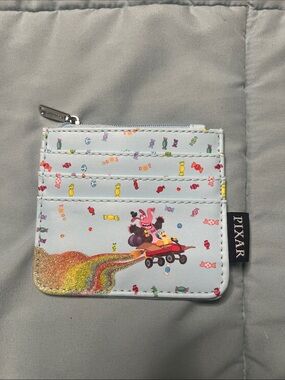 Disney Pixar Light Blue Candy Print Cardholder with Glitter Rainbow